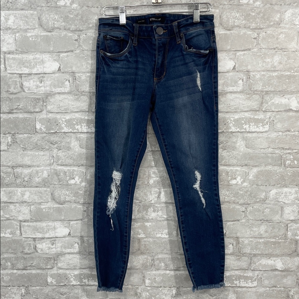 STS Blue Dark Wash Distressed Emma Crop Jeans